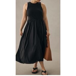 Anthropologie Daily Practice First Light Dress Sz XL Black Mixed Media Pockets